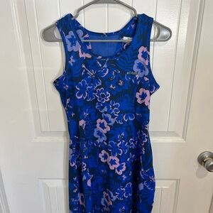 Columbia PFG Women's Blue Floral Dress Size S EUC Mesh Racerback Summer Outdoor